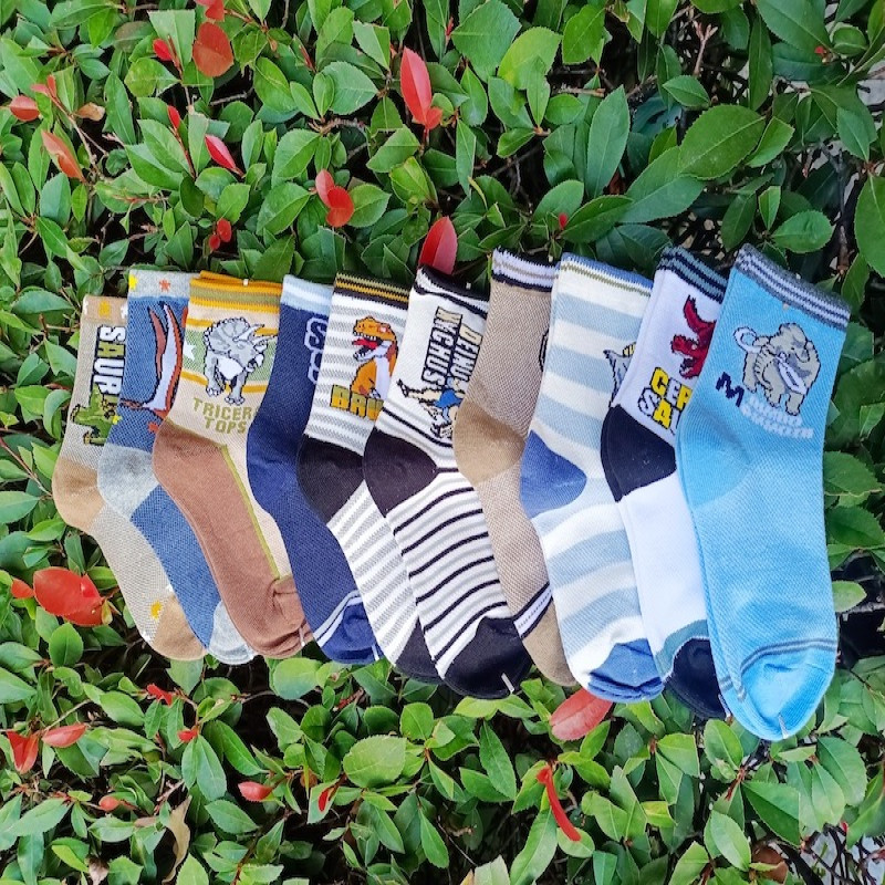 Kids Dinosaurs Design 6Y-8Y Cotton Socks Set of 10 Pairs KS72